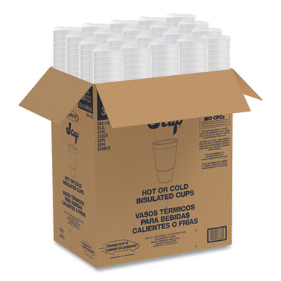 Dart Breeze Hot/Cold Insulated Foam Drinking Cups, Squat Pedestal Cup, 32 oz, Teal/White/Blue, 500/Carton (DCC32AJ32B) DCC32AJ32B