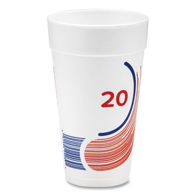 Dart Breeze Hot/Cold Insulated Foam Drinking Cups, 20 oz, Red/White/Blue, 500/Carton (DCC20J16B) DCC20J16B