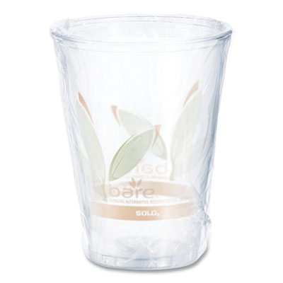 Dart Bare Eco-Forward RPET Cold Cups, Individually Wrapped, 10 oz, Plastic, Leaf Design, 500/Carton (DCCRTP10DBAREW) DCCRTP10DBAREW