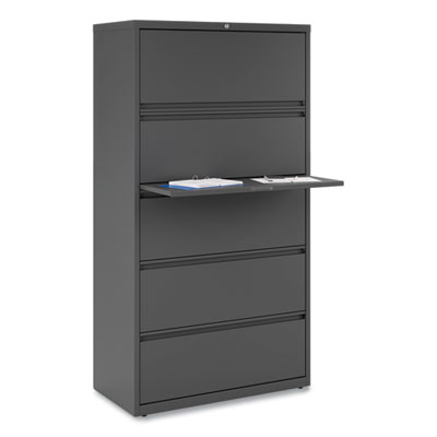 Lateral File, 5 Legal/Letter/A4/A5-Size File Drawers, Charcoal, 36