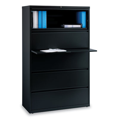 Lateral File, 5 Legal/Letter/A4/A5-Size File Drawers, Black, 42