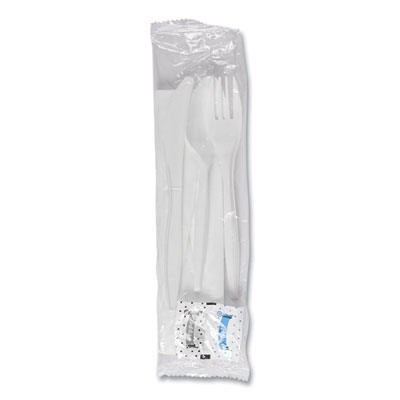 Cutlery Kit, Plastic Fork/spoon/knife/salt/polypropylene/napkin, White, 250/carton