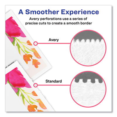 Avery Printable Tickets with Tear-Away Stubs, 97 Bright, 65 lb Cover Weight, 8.5 x 11, White, 10 Tickets/Sheet, 50 Sheets/Pack (AVE16795) AVE16795