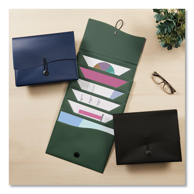 Slide and View Expanding File, 6 Sections, Hook/Loop Closure, Letter Size, Navy Blue