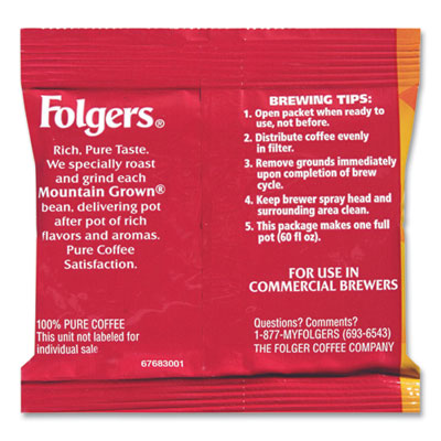 Classic Roast Ground Coffee Fraction Pack, 0.9 oz Fractional Pack, 36/Carton