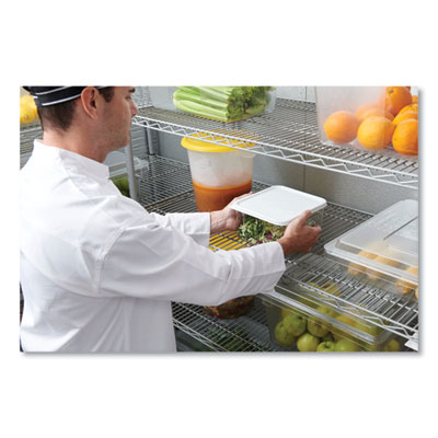 SpaceSaver Square Container Lids, 8.8 x 8.75, White, Plastic, 12/Carton