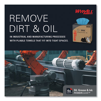 Power Clean Oil, Grease and Ink Cloths, POP-UP Box, 8.8 x 16.8, Blue, 100/Box, 5/Carton