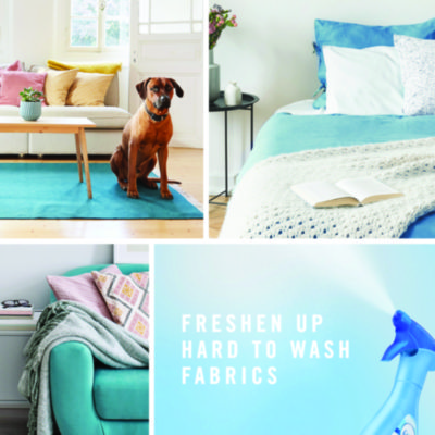 FABRIC Refresher/Odor Eliminator, Spring and Renewal, 23.6 oz Spray Bottle, 4/Carton