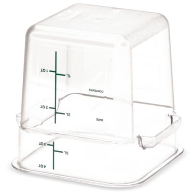 Squares Polycarbonate Food Storage Container, 4 qt, 7.13 x 7.13 x 7.29, Clear, Plastic