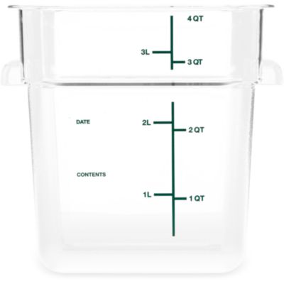 Squares Polycarbonate Food Storage Container, 4 qt, 7.13 x 7.13 x 7.29, Clear, Plastic