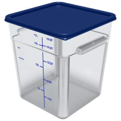 Squares Polycarbonate Food Storage Container, 18 qt, 11 13 x 11.13 x 12.58, Clear, Plastic