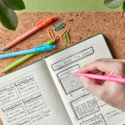 FlexGrip Ultra Recycled Ballpoint Pen, Retractable, Medium 1 mm, Black Ink, Assorted Barrel Colors, Dozen