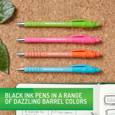 Paper Mate FlexGrip Ultra Recycled Ballpoint Pen, Retractable, Medium, 1 mm, Black Ink, Assorted Barrels, Dozen (2204001) PAP2204001