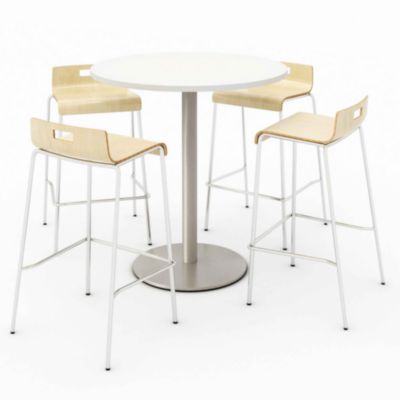 KFI Studios Pedestal Bistro Table with Four Jive Series Barstools
