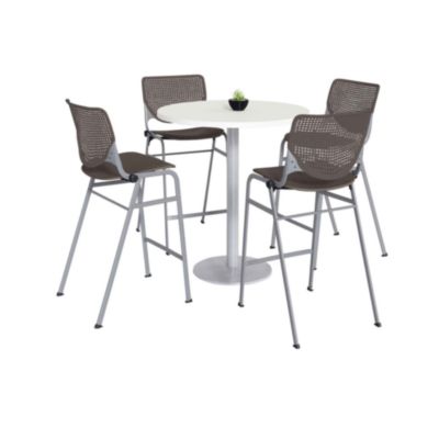 KFI Studios Pedestal Bistro Table with Four Kool Series Barstools