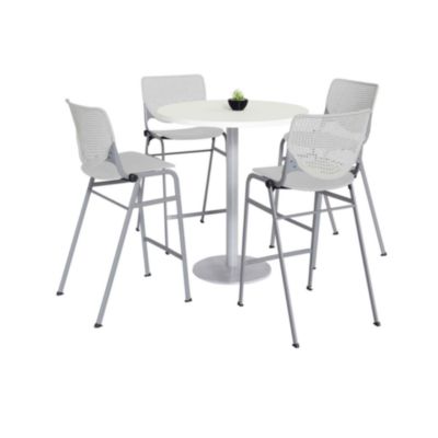 KFI Studios Pedestal Bistro Table with Four Kool Series Barstools