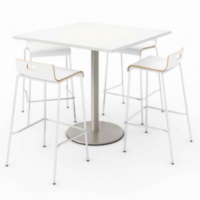 KFI Studios Pedestal Bistro Table with Four Jive Series Barstools