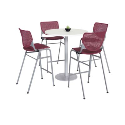KFI Studios Pedestal Bistro Table with Four Kool Series Barstools