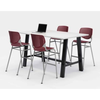KFI Studios Midtown Bistro Dining Table with Four Kool Barstools