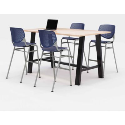 KFI Studios Midtown Bistro Dining Table with Four Kool Barstools