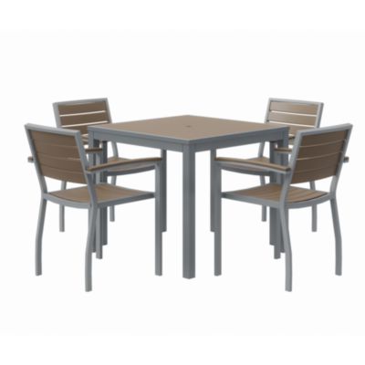 KFI Studios Eveleen Outdoor Patio Table with Four Powder-Coated Polymer Chairs