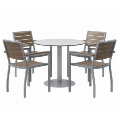 KFI Studios Eveleen Outdoor Patio Table with Four Powder-Coated Polymer Chairs