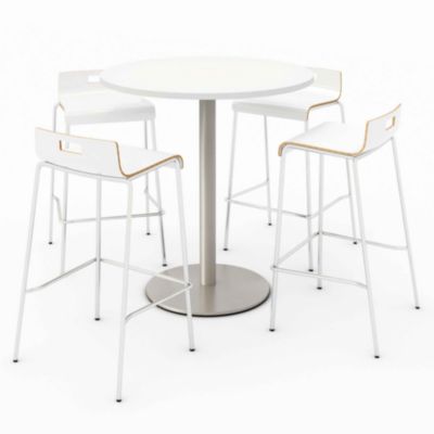 KFI Studios Pedestal Bistro Table with Four Jive Series Barstools