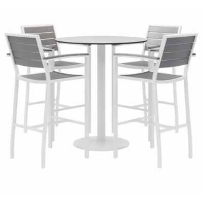 KFI Studios Eveleen Outdoor Bistro Patio Table with Four Powder-Coated Polymer Barstools