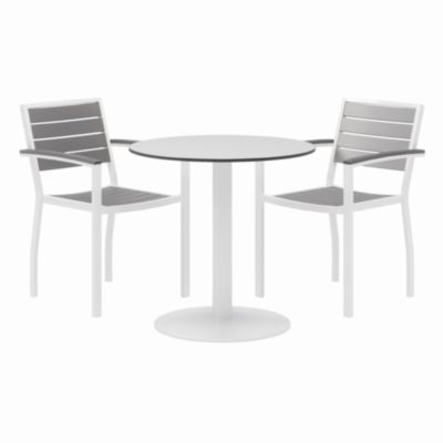 KFI Studios Eveleen Outdoor Patio Table with Two Powder-Coated Polymer Chairs
