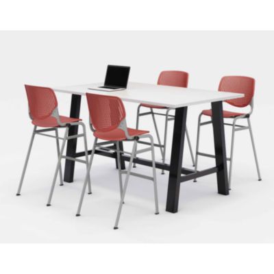 KFI Studios Midtown Bistro Dining Table with Four Kool Barstools