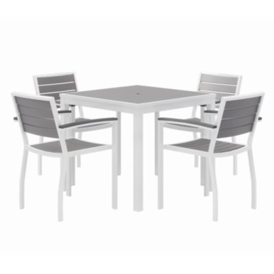 KFI Studios Eveleen Outdoor Patio Table with Four Powder-Coated Polymer Chairs