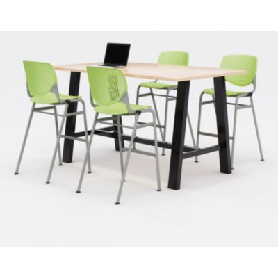 KFI Studios Midtown Bistro Dining Table with Four Kool Barstools