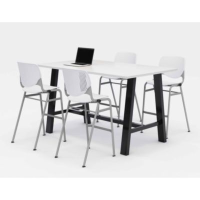 KFI Studios Midtown Bistro Dining Table with Four Kool Barstools
