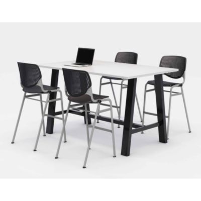 KFI Studios Midtown Bistro Dining Table with Four Kool Barstools