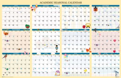 Recycled Academic Seasonal Laminated Wall Calendar, Illustrated Seasons, 24 x 37, 12-Month (July to June), 2024 to 2025