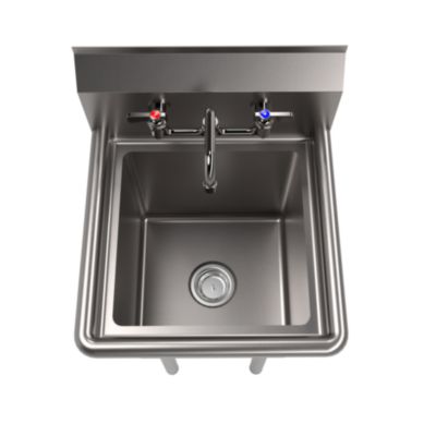 BK Resources Stainless Steel Sink and Faucet Bundle, Sink/Faucet/Faucet Mounting Kit/Drain, 15" L x 15" W x 14" D (BKEBKS11514PG) BKEBKS11514PG