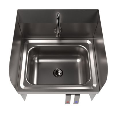 BK Resources Stainless Steel Hand Sink with Side Splashes, 14" l x 10" w x 5" d (BKEHSW14101SBKP) BKEHSW14101SBKP