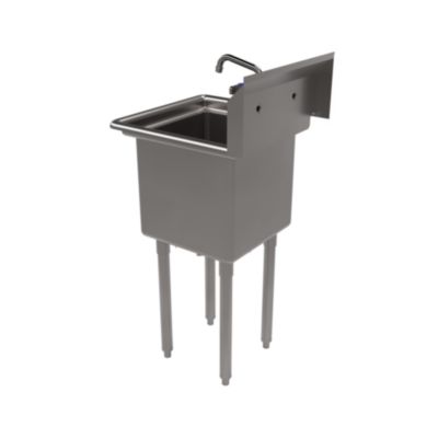 BK Resources Stainless Steel Sink and Faucet Bundle, Sink/Faucet/Faucet Mounting Kit/Drain, 15" L x 15" W x 14" D (BKEBKS11514PG) BKEBKS11514PG