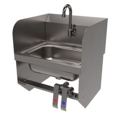 BK Resources Stainless Steel Hand Sink with Side Splashes, 14" l x 10" w x 5" d (BKEHSW14101SBKP) BKEHSW14101SBKP