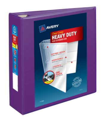 Heavy-Duty View Binder with DuraHinge and One Touch EZD Rings, 3 Rings, 3" Capacity, 11 x 8.5, Purple, 4/Carton AVE79810CT