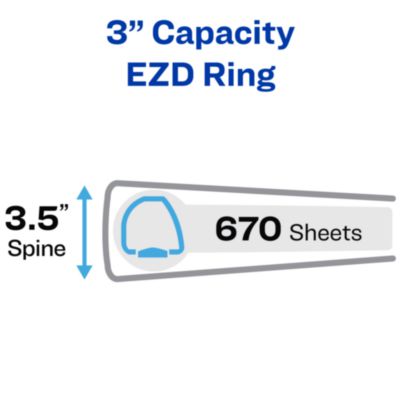 Avery Heavy-Duty View Binder with DuraHinge and One Touch EZD Rings, 3 Rings, 3" Capacity, 11 x 8.5, Purple, 4/Carton (AVE79810CT) AVE79810CT