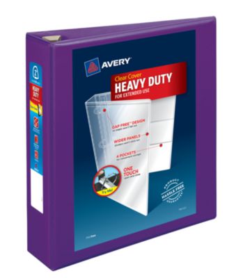 Heavy-Duty View Binder with DuraHinge and One Touch EZD Rings, 3 Rings, 2" Capacity, 11 x 8.5, Purple, 6/Carton AVE79777CT