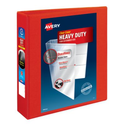 Heavy-Duty View Binder with DuraHinge and One Touch EZD Rings, 3 Rings, 2" Capacity, 11 x 8.5, Red, 6/Carton AVE79225CT
