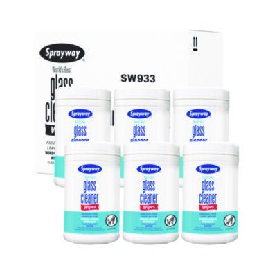 Glass Cleaner Wipes, 1-Ply, 10 x 12, White, 6/Carton