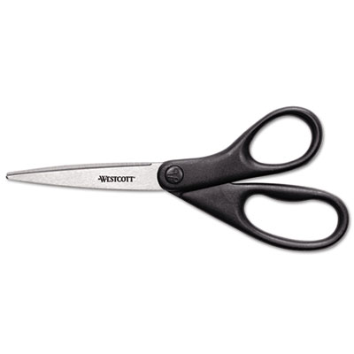 Design Line Straight Stainless Steel Scissors, 8" Long, 3.13" Cut Length, Black Straight Handle ACM13139
