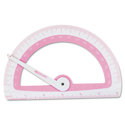 Westcott Soft Touch School Protractor with Antimicrobial Product Protection, Plastic, 6" Ruler Edge, Assorted Colors (ACM14376) ACM14376
