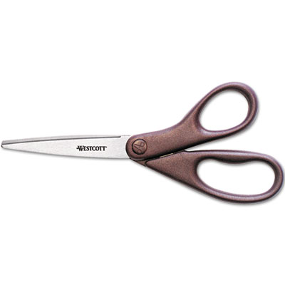 Design Line Straight Stainless Steel Scissors, 8" Long, 3.13" Cut Length, Burgundy Straight Handle ACM41511
