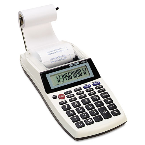 Victor® 1205-4 Palm/Desktop One-Color Printing Calculator, Black Print, 2 Lines/Sec