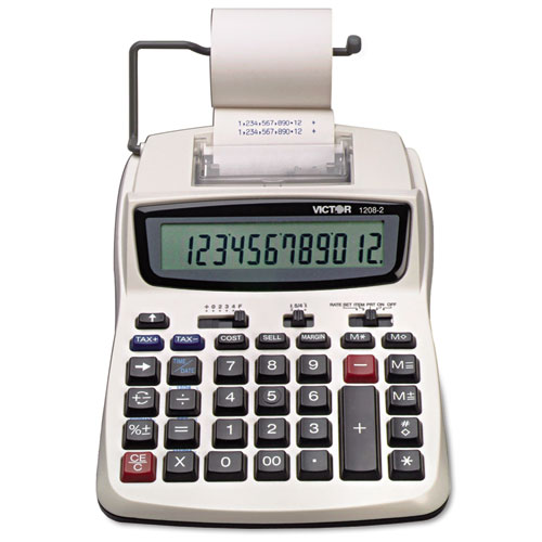 1208-2 Two-Color Compact Printing Calculator, Black/Red Print, 2.3 Lines/Sec