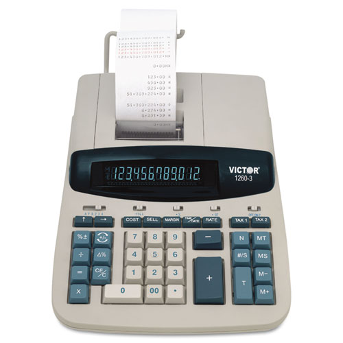 1260-3 Two-Color Heavy-Duty Printing Calculator, Black/Red Print, 4.6 Lines/Sec